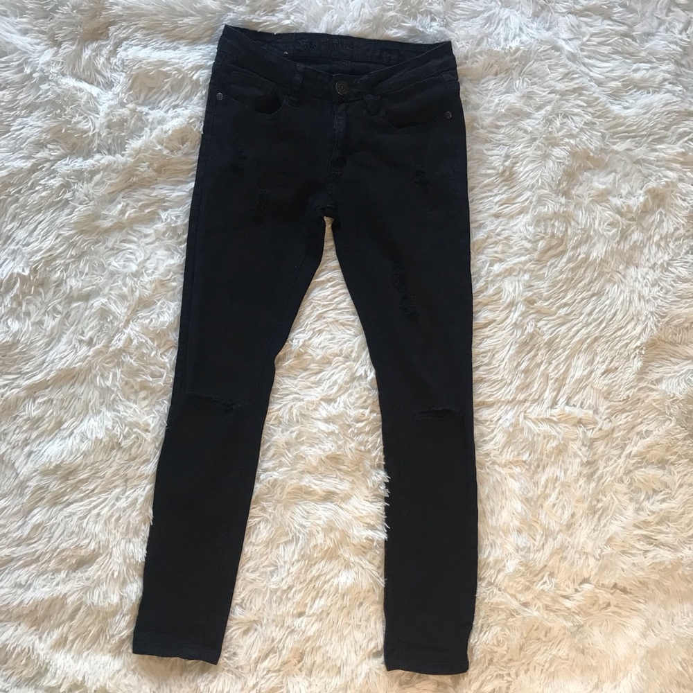 Machine Black Distressed Skinny Jeans